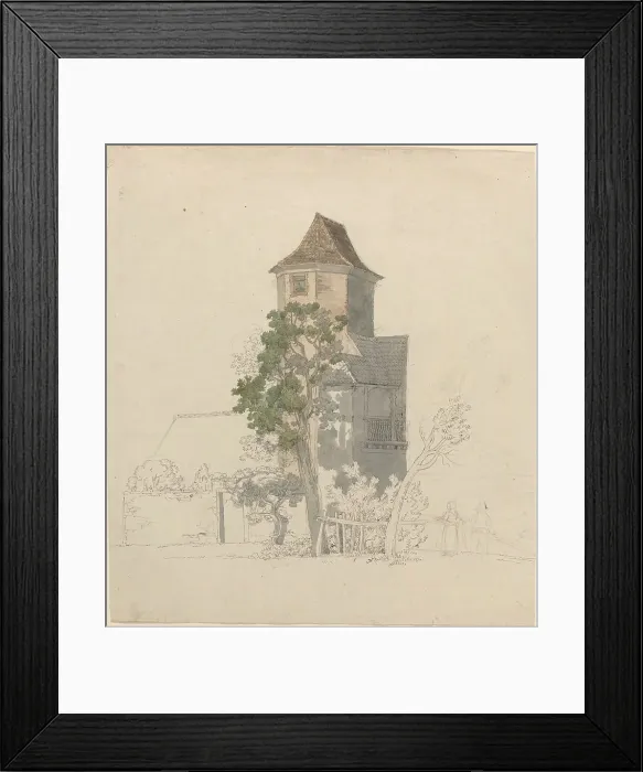 Framed Print : Tower of a Fortified House [recto], 1814 / 1815. Creator: Friedrich Salathe