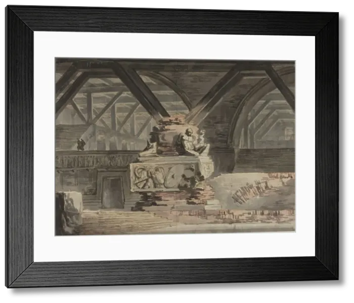 Framed Print : Stage Design: A Sepulchral Vault, c. 1820. Creator: Karl Friedrich Schinkel Framed Print : Stage Design: A Sepulchral Vault, c. 1820. Creator: Karl Friedrich Schinkel