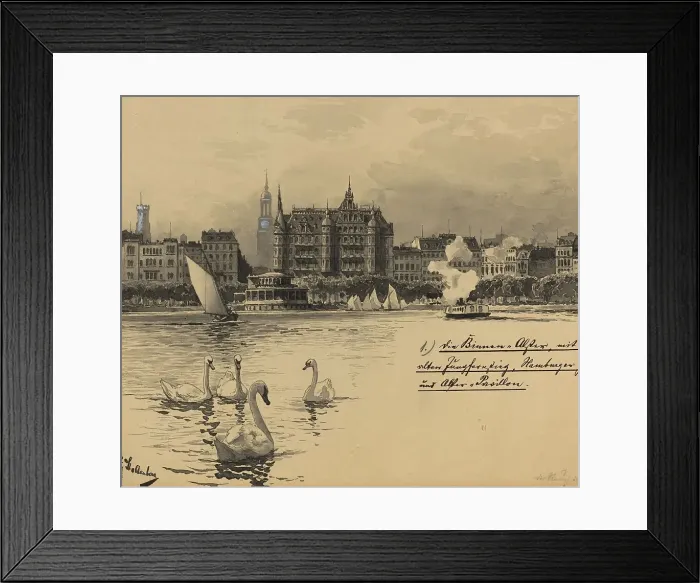 Framed Print : Binnenalster mit Jungfernstieg, 1893. Creator: Fritz Stoltenberg Framed Print : Binnenalster mit Jungfernstieg, 1893. Creator: Fritz Stoltenberg
