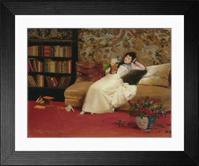 Framed Print : Reading, c1890. Creator: Georges Croegaert Framed Print : Reading, c1890. Creator: Georges Croegaert