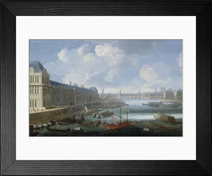 Framed Print : Grande Galerie of the Louvre, Pont-Neuf, the Cité, College des Quatres-Nations, around 1670. Creator: Unknown Framed Print : Grande Galerie of the Louvre, Pont-Neuf, the Cité, College des Quatres-Nations, around 1670. Creator: Unknown