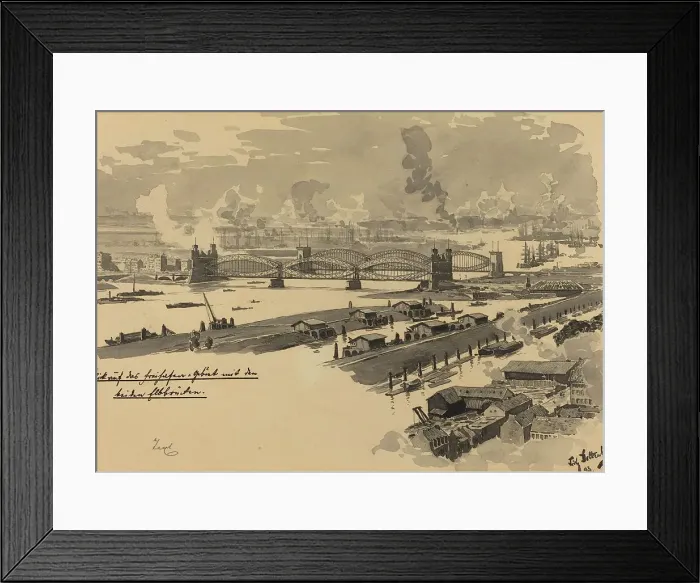 Framed Print : Freihafen mit den Elbbrucken, 1893. Creator: Fritz Stoltenberg Framed Print : Freihafen mit den Elbbrucken, 1893. Creator: Fritz Stoltenberg