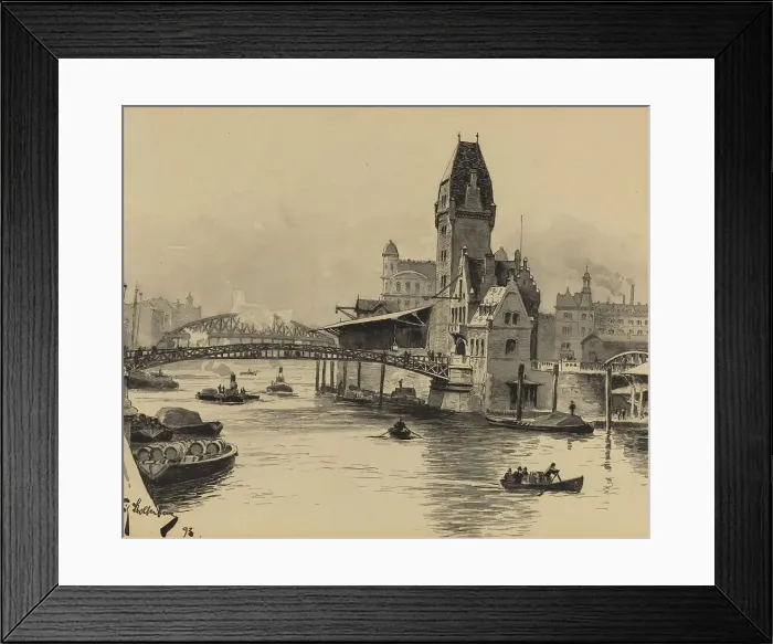 Framed Print : Zollkanal, 1893. Creator: Fritz Stoltenberg Framed Print : Zollkanal, 1893. Creator: Fritz Stoltenberg