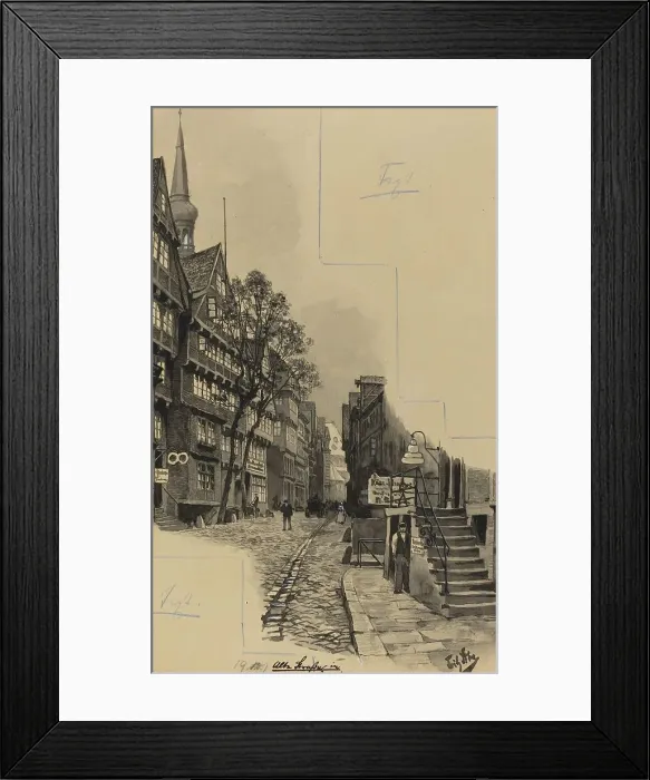 Framed Print : Alte Strasse, 1893. Creator: Fritz Stoltenberg Framed Print : Alte Strasse, 1893. Creator: Fritz Stoltenberg
