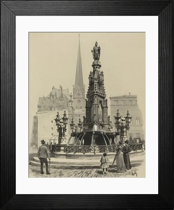 Framed Print : Brunnen am Fischmarkt, 1893. Creator: Fritz Stoltenberg Framed Print : Brunnen am Fischmarkt, 1893. Creator: Fritz Stoltenberg