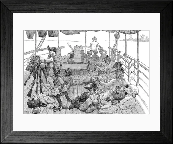 Framed Print : With Lord Dufferin in Burma - The Advance Guard on board the Sir William Peel, 1886. Creator: Unknown Framed Print : With Lord Dufferin in Burma - The Advance Guard on board the Sir William Peel, 1886. Creator: Unknown