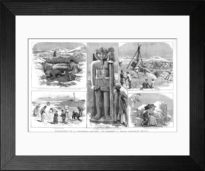 Framed Print : Discovery of a Colossal Statue of Ramses II near Aboukir, Egypt, 1886. Creator: Unknown Framed Print : Discovery of a Colossal Statue of Ramses II near Aboukir, Egypt, 1886. Creator: Unknown