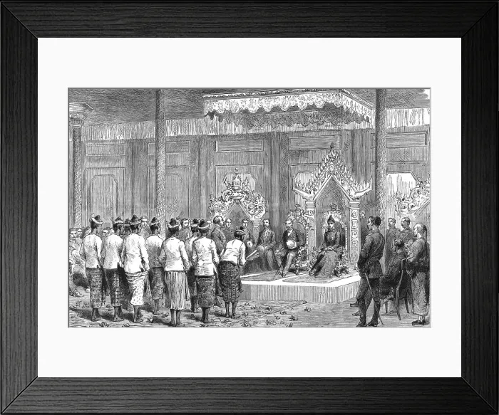 Framed Print : With Lord Dufferin in Burma - Reception of the Viceroy and Lady Dufferin at Mandalay, 1886. Creator: Unknown Framed Print : With Lord Dufferin in Burma - Reception of the Viceroy and Lady Dufferin at Mandalay, 1886. Creator: Unknown