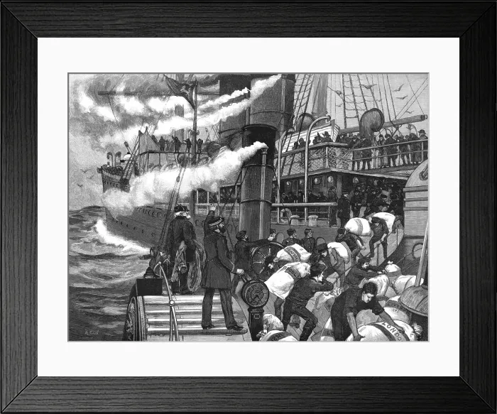 Framed Print : The Oregon Landing Mails at Queenstown, 1886. Creator: Unknown Framed Print : The Oregon Landing Mails at Queenstown, 1886. Creator: Unknown