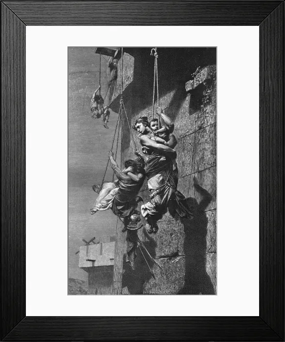 Framed Print : Fugitives - An Episode of the Siege of Athens by Sylla. After Leon Glaize, 1877, 1886. Creator: Kellenbach Framed Print : Fugitives - An Episode of the Siege of Athens by Sylla. After Leon Glaize, 1877, 1886. Creator: Kellenbach
