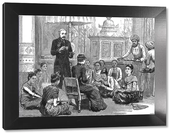 With Lord Dufferin in Burma - Lady Dufferin Receives the Burmese Ladies, 1886. Creator: Unknown