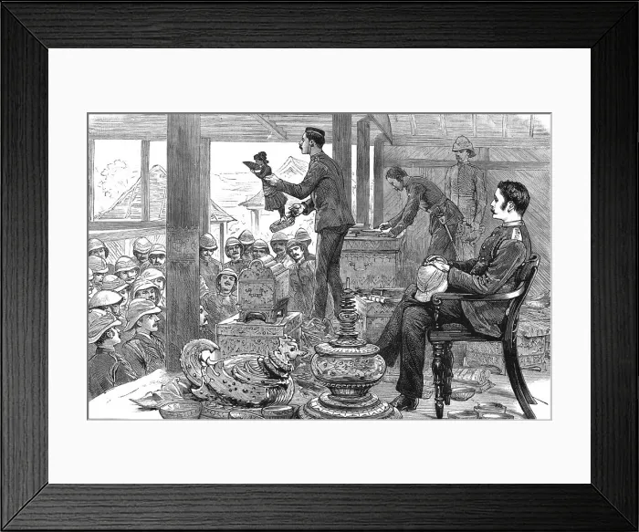 Framed Print : With Lord Dufferin in Burma - A Loot Auction in the Palace, Mandalay, 1886. Creator: Unknown Framed Print : With Lord Dufferin in Burma - A Loot Auction in the Palace, Mandalay, 1886. Creator: Unknown