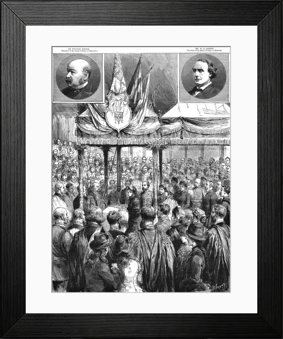 Framed Print : The Queen laying the Foundation Stone of the New Medical Examination Hall on the Victoria Embankmen Creator: Durand Framed Print : The Queen laying the Foundation Stone of the New Medical Examination Hall on the Victoria Embankmen Creator: Durand
