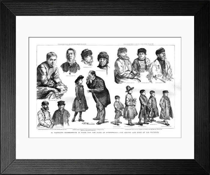 Framed Print : M Pasteur's Experiments in Paris for the cure of Hydrophobia, 1886. Creator: Unknown Framed Print : M Pasteur's Experiments in Paris for the cure of Hydrophobia, 1886. Creator: Unknown