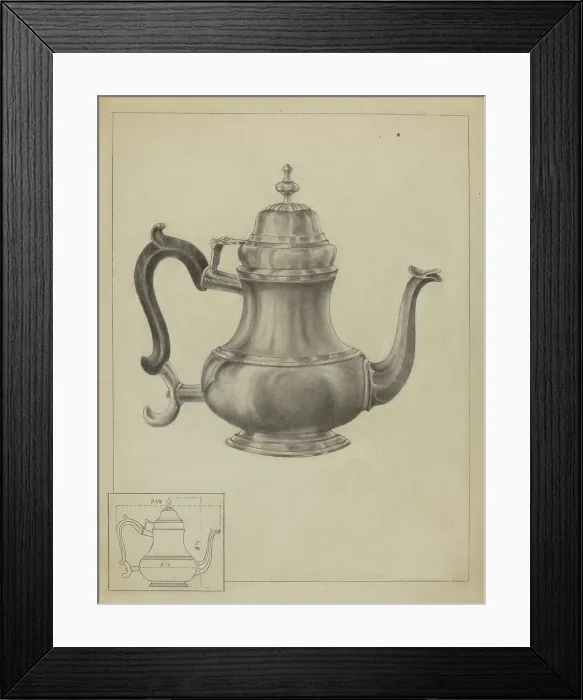 Framed Print : Silver Coffee Pot, 1935 / 1942. Creator: Unknown Framed Print : Silver Coffee Pot, 1935 / 1942. Creator: Unknown
