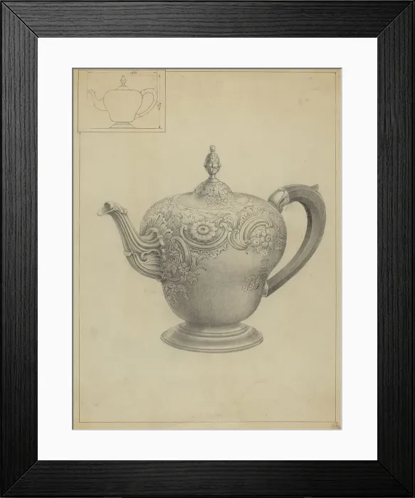Framed Print : Silver Teapot, c. 1936. Creator: Unknown Framed Print : Silver Teapot, c. 1936. Creator: Unknown