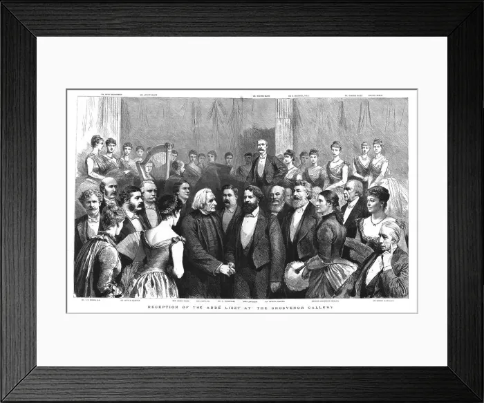 Framed Print : Reception of the Abbe Liszt at the Grosvenor Gallery, 1886. Creator: Unknown Framed Print : Reception of the Abbe Liszt at the Grosvenor Gallery, 1886. Creator: Unknown