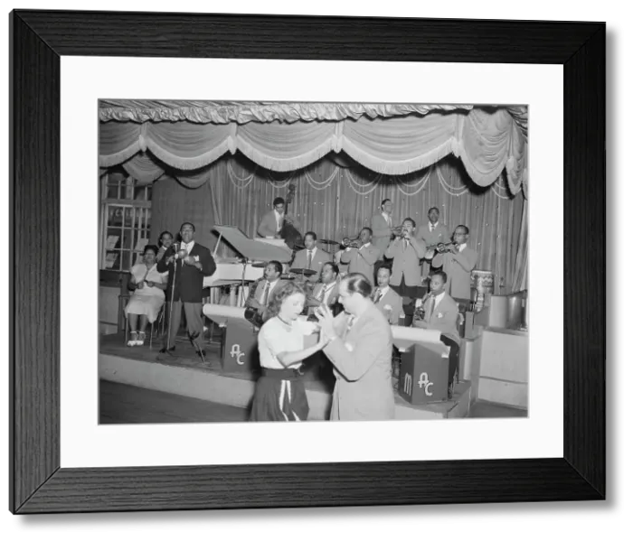 Framed Print : Portrait of Machito, Graciella Grillo, and Mario Bouza, Glen Island Casino, New York, 1947. Creator: William Paul Gottlieb Framed Print : Portrait of Machito, Graciella Grillo, and Mario Bouza, Glen Island Casino, New York, 1947. Creator: William Paul Gottlieb