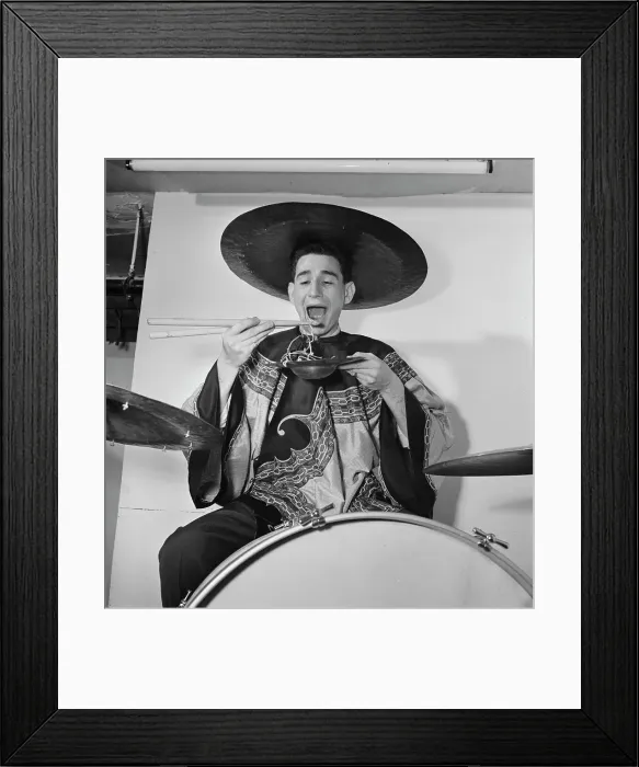 Framed Print : Portrait of Shelly Manne, New York, N.Y.(?), ca. June 1947. Creator: William Paul Gottlieb Framed Print : Portrait of Shelly Manne, New York, N.Y.(?), ca. June 1947. Creator: William Paul Gottlieb