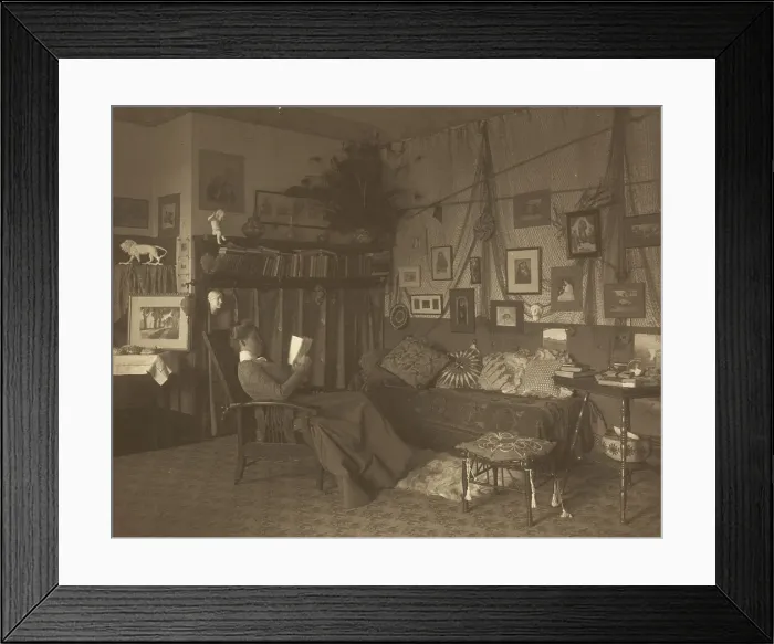 Framed Print : Miss Foster, faculty at Carlisle Indian School, full length, reclining in chair...c1901 - 1903. Creator: Frances Benjamin Johnston Framed Print : Miss Foster, faculty at Carlisle Indian School, full length, reclining in chair...c1901 - 1903. Creator: Frances Benjamin Johnston