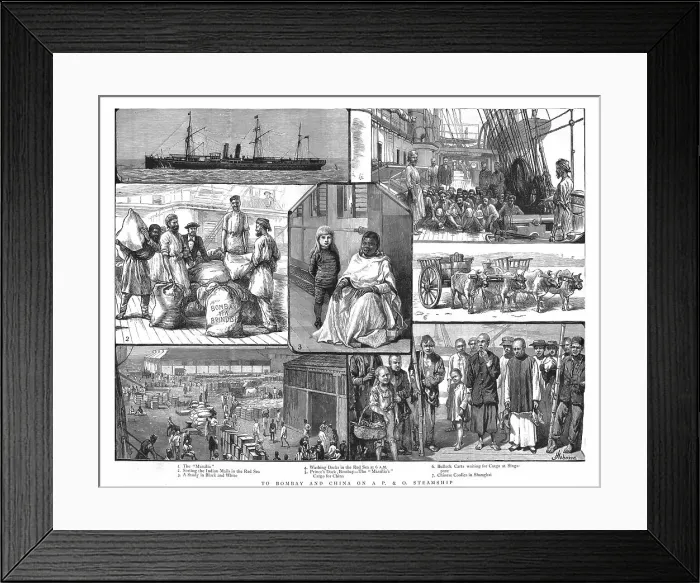 Framed Print : To Bombay and China on a P&O Steamship, 1886. Creator: Unknown. To Bombay and China on a P&O Steamship, 1886. Creator: Unknown