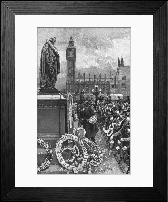Framed Print : Primrose Day at Westminster - Tributes to the memory of Lord Beaconsfield, 1886. Creator: Unknown Framed Print : Primrose Day at Westminster - Tributes to the memory of Lord Beaconsfield, 1886. Creator: Unknown