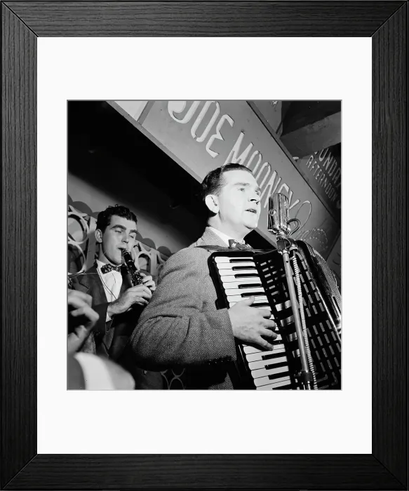 Framed Print : Portrait of Joe Mooney and Andy Fitzgerald, Dixon's Steak House(?), New York, N.Y. ca. Oct. 1946. Creator: William Paul Gottlieb Framed Print : Portrait of Joe Mooney and Andy Fitzgerald, Dixon's Steak House(?), New York, N.Y. ca. Oct. 1946. Creator: William Paul Gottlieb