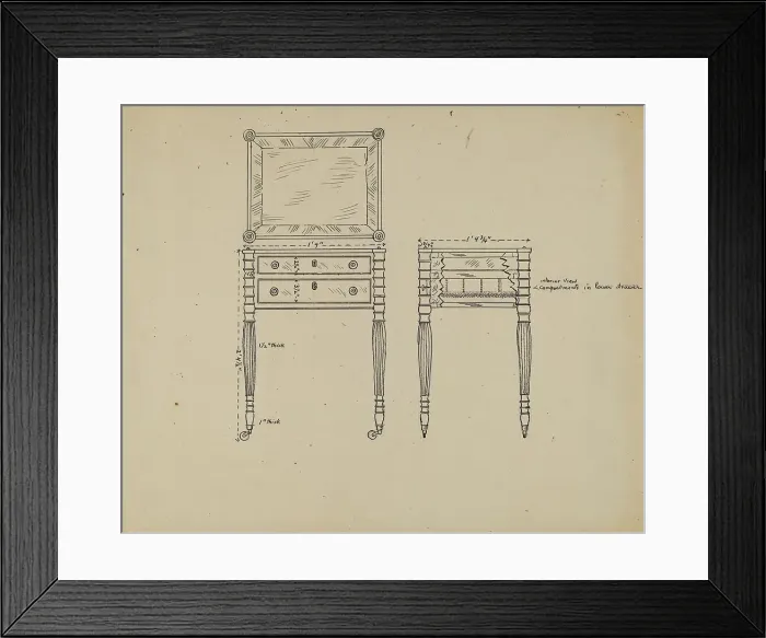 Framed Print : Sewing and Work Table, 1935 / 1942. Creator: Unknown Framed Print : Sewing and Work Table, 1935 / 1942. Creator: Unknown