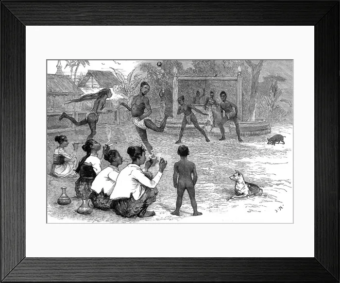Framed Print : Our Burmese brothers playing football in Mandalay, 1886. Creator: Unknown Framed Print : Our Burmese brothers playing football in Mandalay, 1886. Creator: Unknown