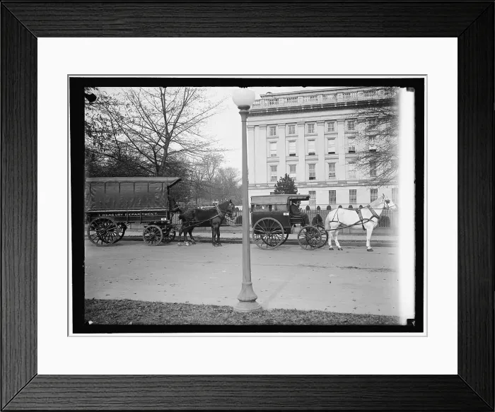 Framed Print : Treasury Department wagon, between 1910 and 1917. Creator: Harris & Ewing. Treasury Department wagon, between 1910 and 1917. Creator: Harris & Ewing Framed Print : Treasury Department wagon, between 1910 and 1917. Creator: Harris & Ewing. Treasury Department wagon, between 1910 and 1917. Creator: Harris & Ewing