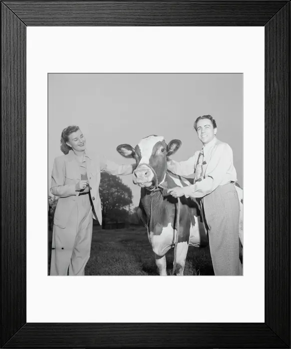 Framed Print : Portrait of Enric Madriguera and Patricia Gilmore on their farm, Connecticut, ca. June 1947. Creator: William Paul Gottlieb Framed Print : Portrait of Enric Madriguera and Patricia Gilmore on their farm, Connecticut, ca. June 1947. Creator: William Paul Gottlieb
