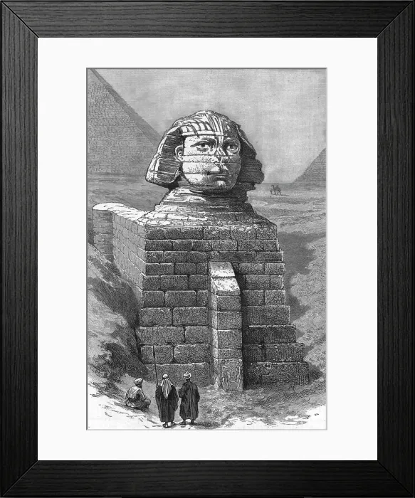 Framed Print : The Great Sphinx as now cleared from the encumbering sand, 1886. Creator: Unknown Framed Print : The Great Sphinx as now cleared from the encumbering sand, 1886. Creator: Unknown