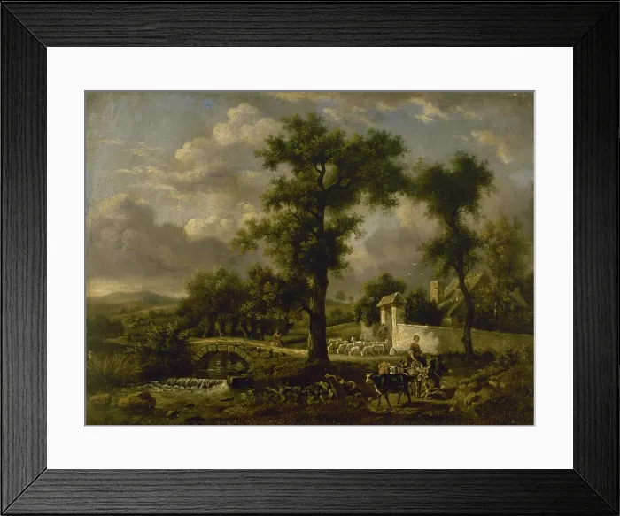Framed Print : Scène champêtre, late 18th-early 19th century. Creator: Jean-Louis Demarne Framed Print : Scène champêtre, late 18th-early 19th century. Creator: Jean-Louis Demarne