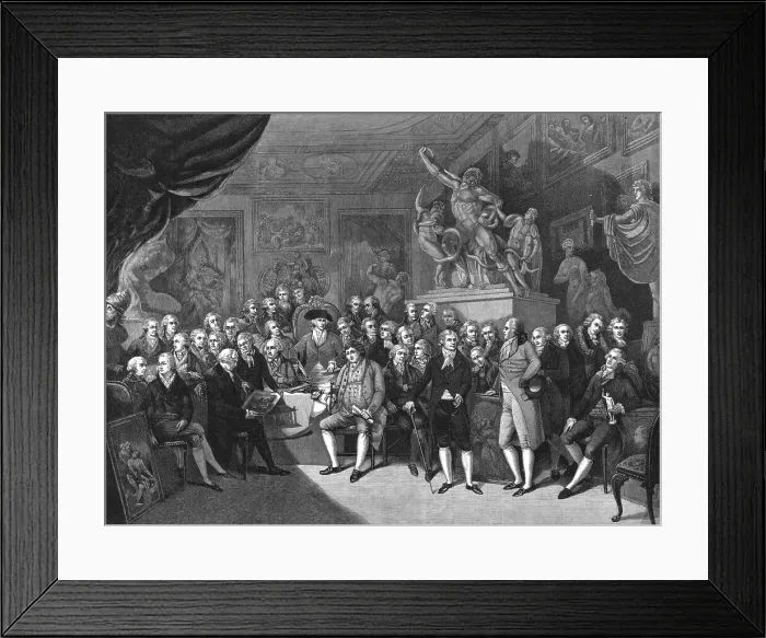 Framed Print : The Royal Academicians assembled in the council room, Somerset House 1793, 1886. Creator: Unknown Framed Print : The Royal Academicians assembled in the council room, Somerset House 1793, 1886. Creator: Unknown