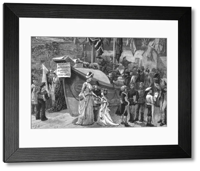 Framed Print : The Red White and Blue Bazaar at the Agricultural Hall, 1886. Creator: Unknown