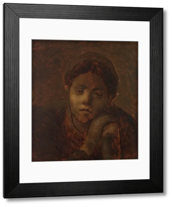 Framed Print : Tête de paysanne, étude, 1872. Creator: Jean Francois Millet Framed Print : Tête de paysanne, étude, 1872. Creator: Jean Francois Millet