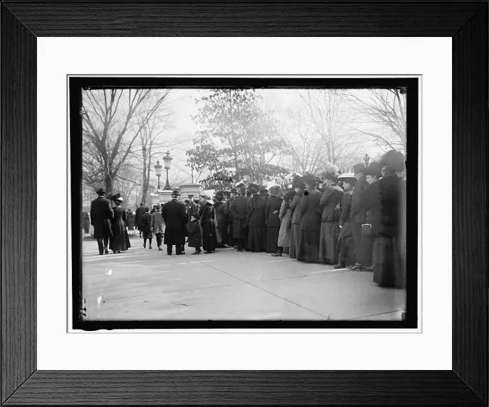 Framed Print : Group of people in line at White House gate, Washington, D.C. between 1910 and 1917. Creator: Harris & Ewing. Group of people in line at White House gate, Washington, D.C. between 1910 and 1917. Creator: Harris & Ewing Framed Print : Group of people in line at White House gate, Washington, D.C. between 1910 and 1917. Creator: Harris & Ewing. Group of people in line at White House gate, Washington, D.C. between 1910 and 1917. Creator: Harris & Ewing