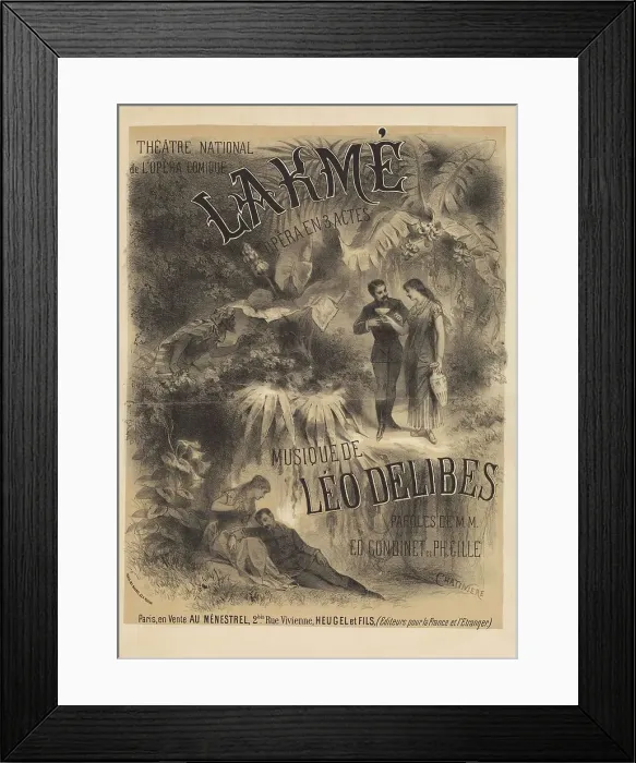 Framed Print : Poster for the première of the opera Lakmé by Léo Delibes, 1883. Creator: Chatinière, Antonin-Marie (1828-?) Framed Print : Poster for the première of the opera Lakmé by Léo Delibes, 1883. Creator: Chatinière, Antonin-Marie (1828-?)