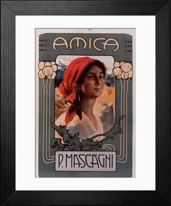 Framed Print : Poster for the première of the opera Amica by Pietro Mascagni, 1905. Creator: Anonymous Framed Print : Poster for the première of the opera Amica by Pietro Mascagni, 1905. Creator: Anonymous