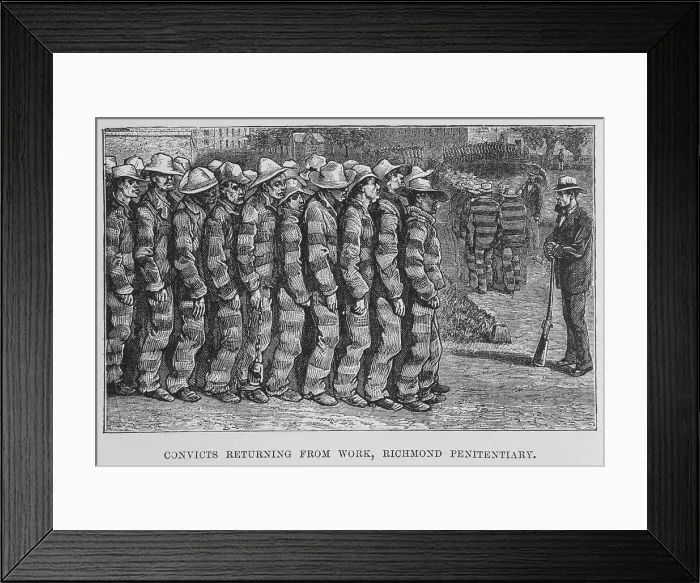 Framed Print : Convicts returning from work, Richmond penitentiary, 1882. Creator: Unknown Framed Print : Convicts returning from work, Richmond penitentiary, 1882. Creator: Unknown