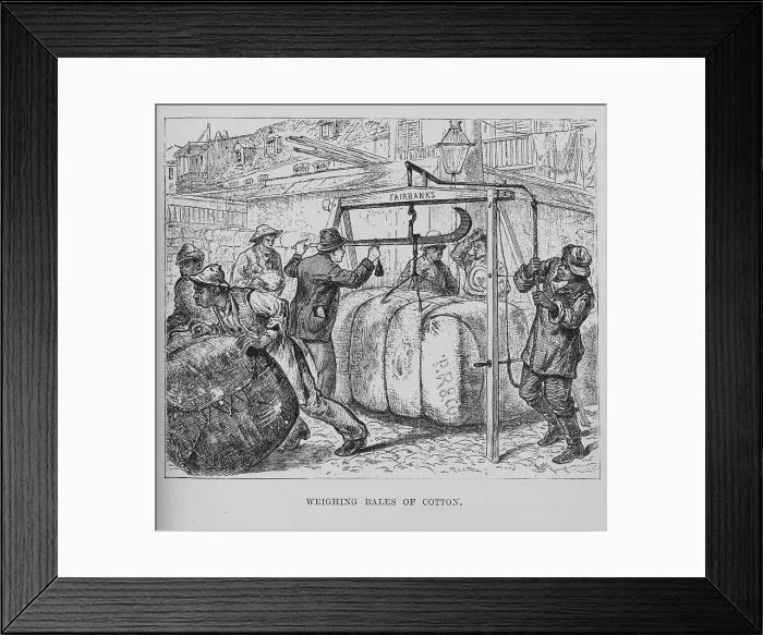 Framed Print : Weighing bales of cotton, 1882. Creator: Unknown Framed Print : Weighing bales of cotton, 1882. Creator: Unknown