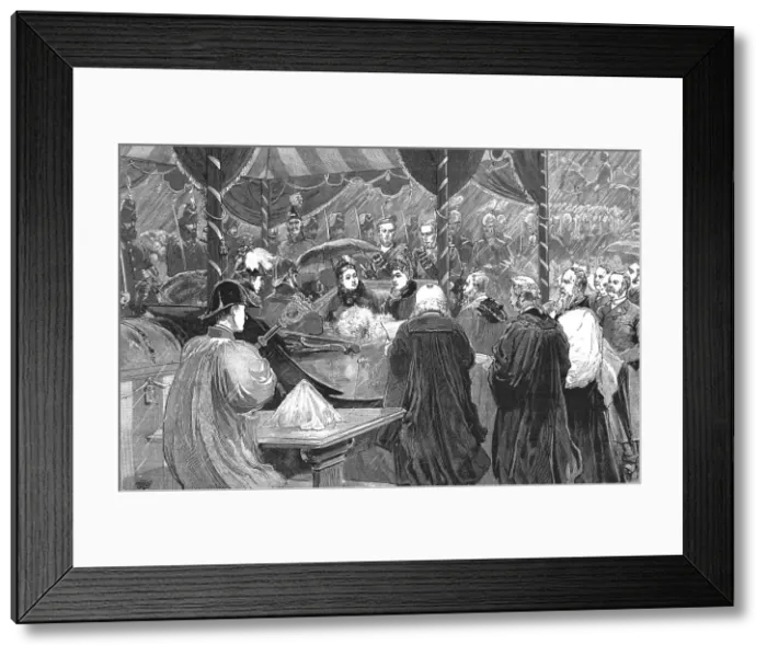 Framed Print : The visit of the Queen to Liverpool - The Recorder reading the Corporation Address... 1886. Creator: Unknown Framed Print : The visit of the Queen to Liverpool - The Recorder reading the Corporation Address... 1886. Creator: Unknown