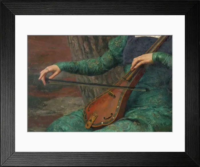 Framed Print : Jeune femme jouant de la mandore ou Solitude, 1910. Creator: Edgard Maxence Framed Print : Jeune femme jouant de la mandore ou Solitude, 1910. Creator: Edgard Maxence