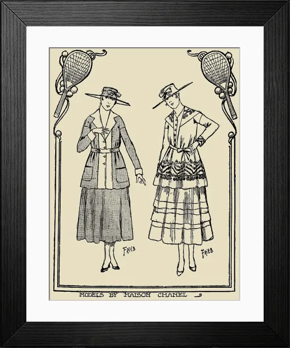 Framed Print : Maison Gabrielle Chanel Sportswear. The New York Herald, European Edition, June 4, 1916, 1916. Creator: Anonymous Framed Print : Maison Gabrielle Chanel Sportswear. The New York Herald, European Edition, June 4, 1916, 1916. Creator: Anonymous