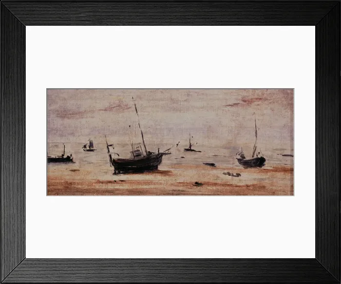 Framed Print : Bateaux échoués à marée basse, c.1895. Creator: Eugene Louis Boudin Framed Print : Bateaux échoués à marée basse, c.1895. Creator: Eugene Louis Boudin