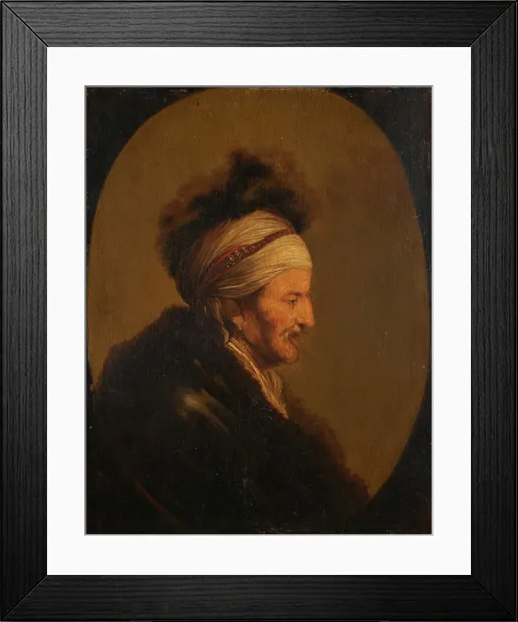 Framed Print : Bust of a man in oriental costume, after Lievens, between 1630 and 1699. Creator: Unknown Framed Print : Bust of a man in oriental costume, after Lievens, between 1630 and 1699. Creator: Unknown