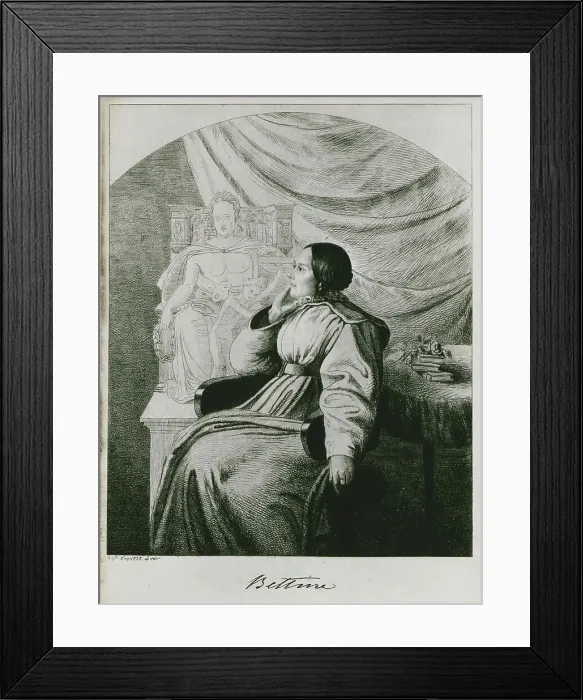 Framed Print : Bettina von Arnim before the design of her Goethe monument, 1838. Creator: Grimm, Ludwig Emil (1790-1863) Framed Print : Bettina von Arnim before the design of her Goethe monument, 1838. Creator: Grimm, Ludwig Emil (1790-1863)