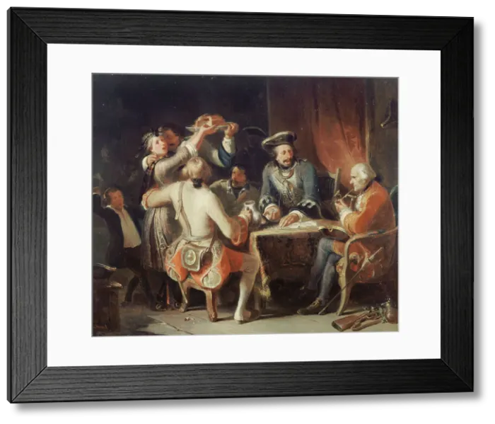 Framed Print : La Partie de cartes, early 19th century. Creator: Nicolas-Toussaint Charlet Framed Print : La Partie de cartes, early 19th century. Creator: Nicolas-Toussaint Charlet