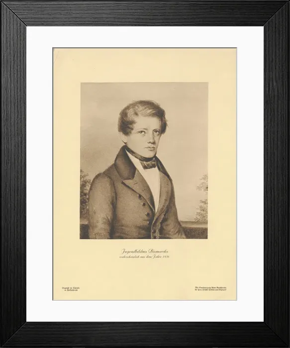 Framed Print : Portrait of Bismarck as a youth, probably from 1836, 1890. Creator: Anonymous Framed Print : Portrait of Bismarck as a youth, probably from 1836, 1890. Creator: Anonymous