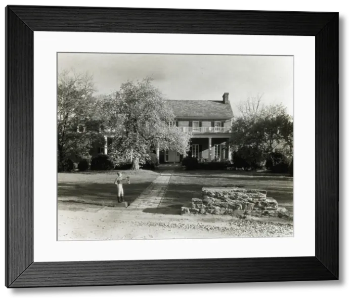 Framed Print : Unidentified brick house, possibly in Virginia, between 1910 and 1935. Creator: Frances Benjamin Johnston Framed Print : Unidentified brick house, possibly in Virginia, between 1910 and 1935. Creator: Frances Benjamin Johnston